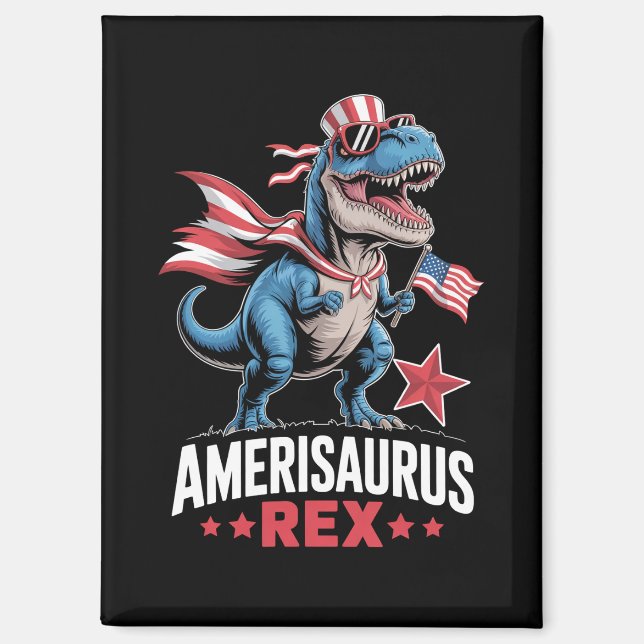 Dinosaurier 4. Juli Amerisaurus T Rex Funny Magnet (Vorderseite)