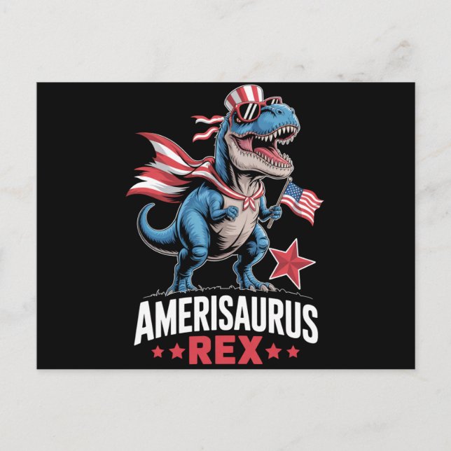 Dinosaurier 4. Juli Amerisaurus T Rex Funny Postkarte (Vorderseite)