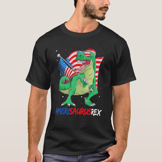 Dinosaurier 4. Juli Kinder Amerisaurus Rex Kleinki T-Shirt (Vorderseite)