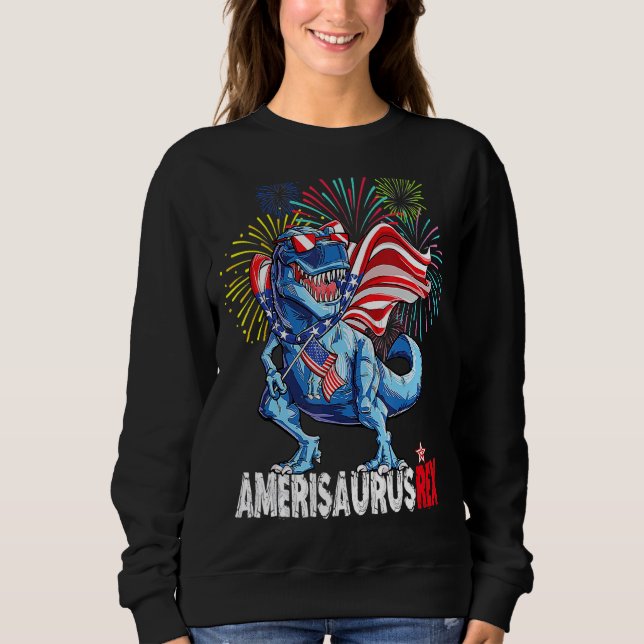 Dinosaurier 4. Juli Kinder Junge Männer Amerisauru Sweatshirt (Vorderseite)