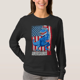 Dinosaurier 4. Juli Kinder Jungen Männer Amerisaur T-Shirt