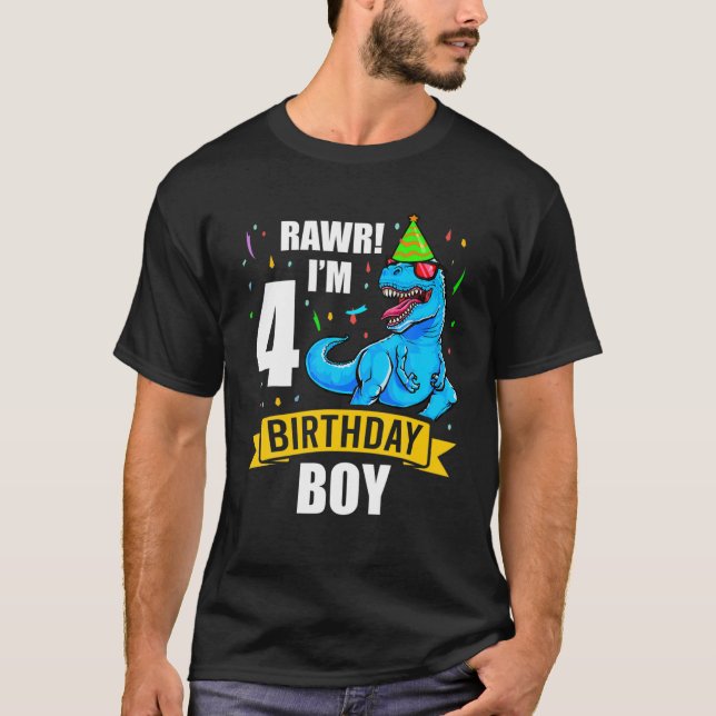 Dinosaurier 4 Vierjährige Geburtstagskinder T-Shirt (Vorderseite)