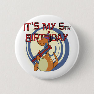 Dinosaurier 5. Geburtstag - Hemden und Geschenke Button