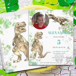 Dinosaurier 5. Geburtstags-T-Rex-Fotovorlage Budge