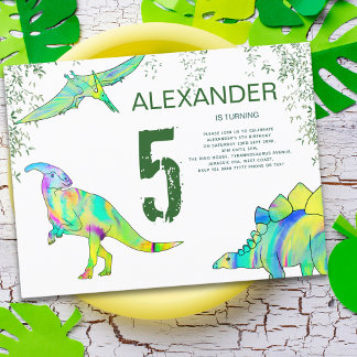 Dinosaurier 5. Geburtstagspartbudget Einladungspostkarte