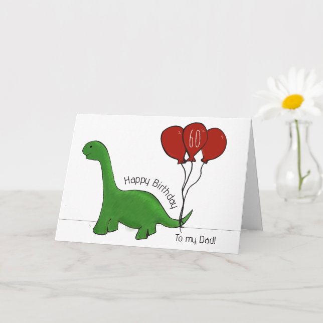 Dinosaurier 60. Geburtstagsdad Karte (Kleine Pflanze)