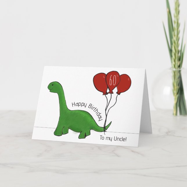 Dinosaurier 60. Geburtstagskunkel Karte (Vorderseite)