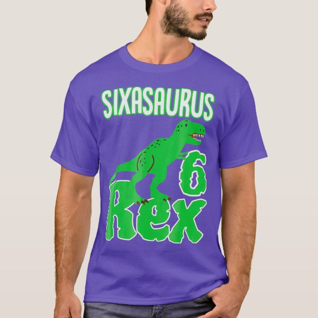 Dinosaurier 6. Geburtstag Shirt Sixasaurus Rex (Vorderseite)