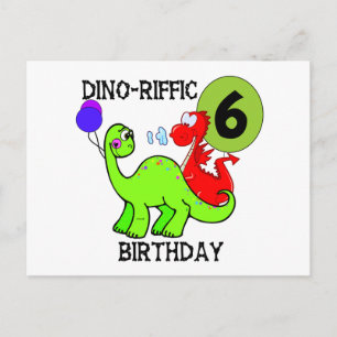 Dinosaurier 6. Geburtstag T - Shirt und Geschenke Postkarte