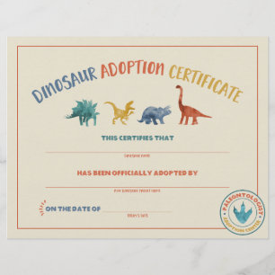 Dinosaurier Adoption Bescheinigung