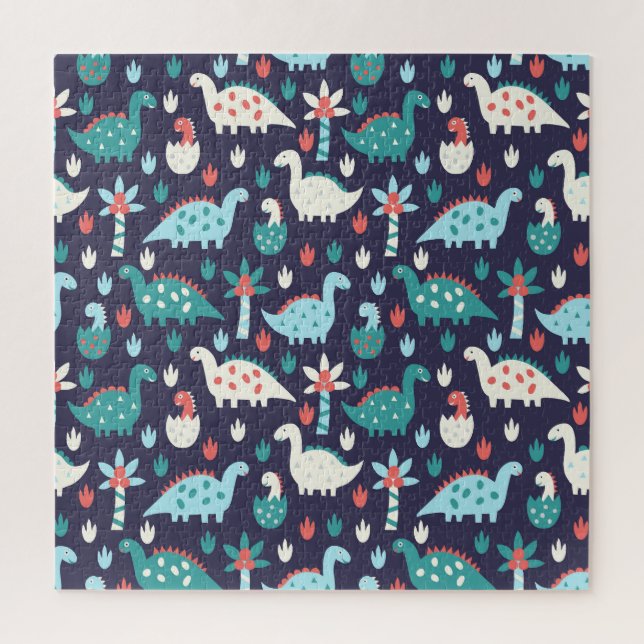 Dinosaurier Adventure Nahtlos Design Puzzle (Vertikal)