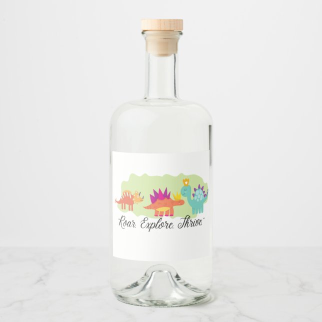 Dinosaurier Alkoholflaschenetikett (Vorderseite)