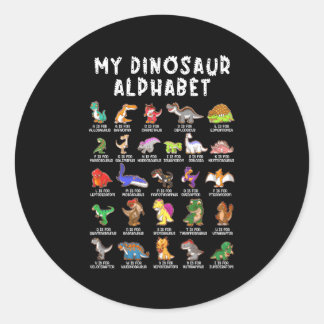 Dinosaurier Alphabet Dino Identification Runder Aufkleber