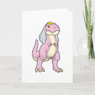 Dinosaurier als Braut bei Hochzeit mit Veil Karte