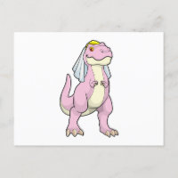 Dinosaurier als Braut bei Hochzeit mit Veil