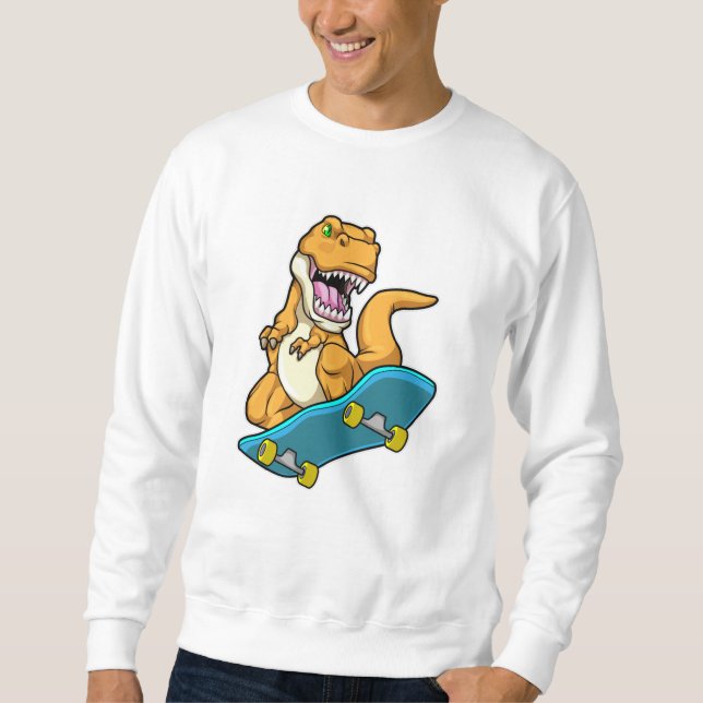 Dinosaurier als Skater mit Skateboard Sweatshirt (Vorderseite)