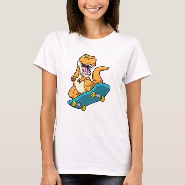Dinosaurier als Skater mit Skateboard T-Shirt (Vorderseite)