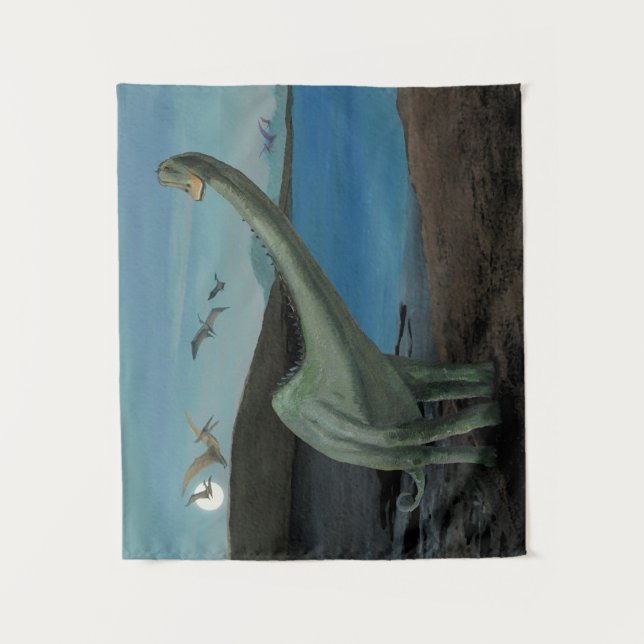 Dinosaurier am Vollmond Wandteppich (Vorderseite)