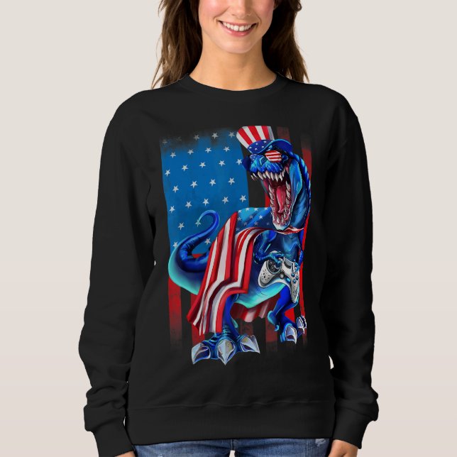 Dinosaurier America Flag Gaming Game Controller 4t Sweatshirt (Vorderseite)