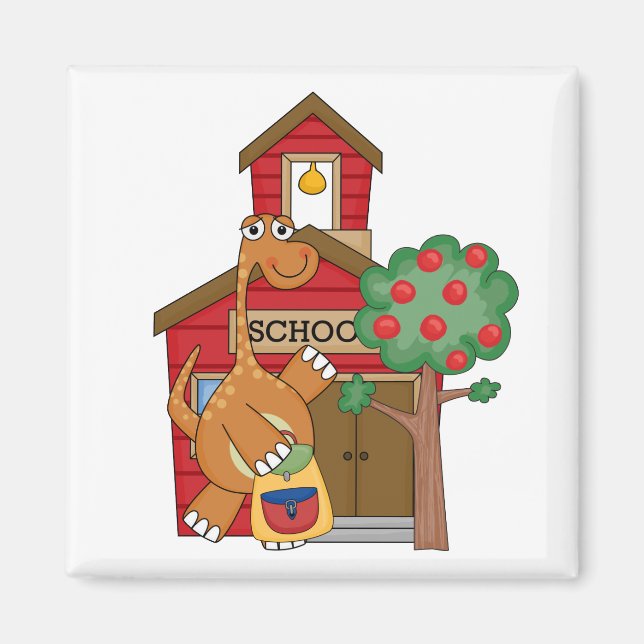 Dinosaurier an T - Shirt und Geschenke der Schule Magnet (Vorne)