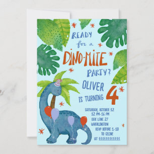Dinosaurier Aquarell niedliche Geburtstag Party Einladung