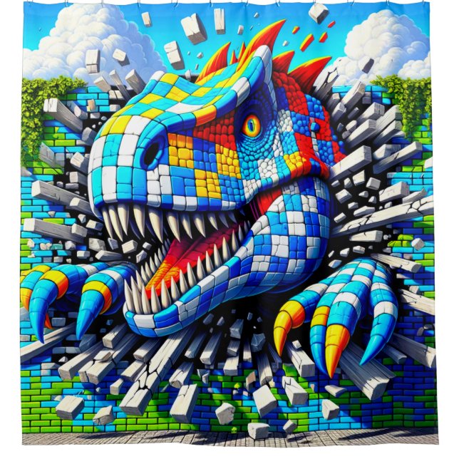 Dinosaurier Art Duschvorhang (Vorderseite)