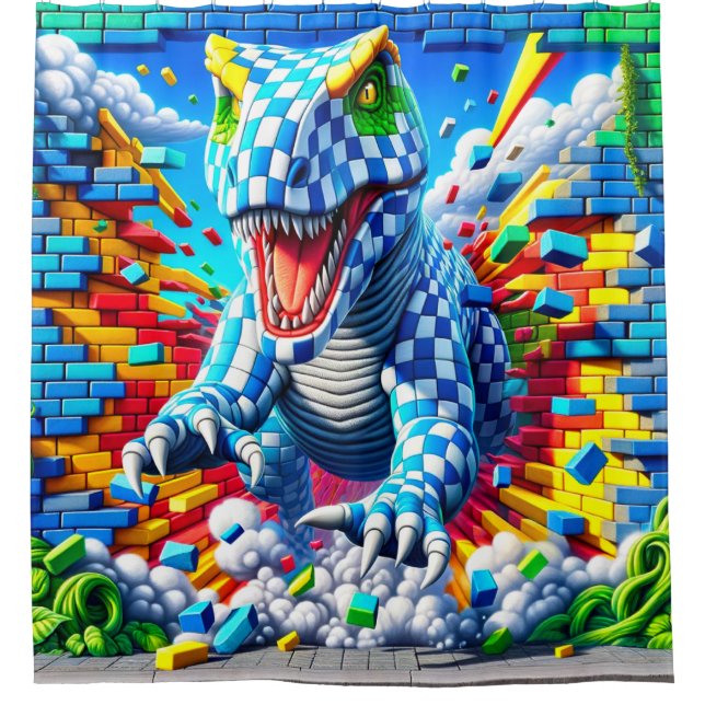 Dinosaurier Art Duschvorhang (Vorderseite)