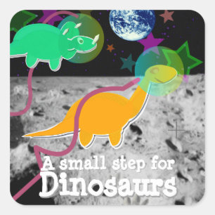 Dinosaurier auf den Mond-Aufklebern Quadratischer Aufkleber