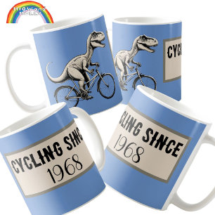 Dinosaurier auf einem Fahrrad Geburtstagsradfahrer Kaffeetasse