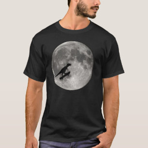 Dinosaurier auf einem Fahrrad im Himmel mit Mond-T T-Shirt