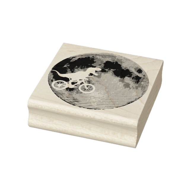 Dinosaurier auf einem Fahrrad mit Mondlicht-T - Sh Gummistempel (Stempel)