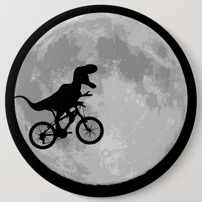 Dinosaurier auf einem Rad mit dem Mond Button (Vorderseite)