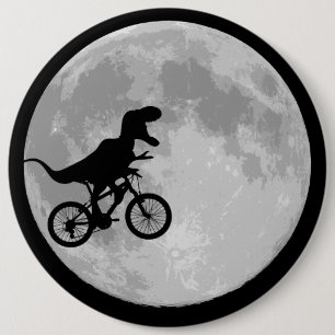 Dinosaurier auf einem Rad mit dem Mond Button