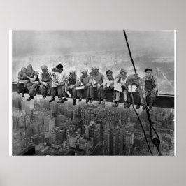 Dinosaurier auf einem Wolkenkratzer Poster