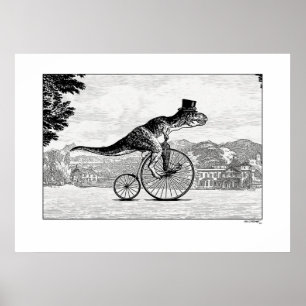 Dinosaurier auf Fahrrädern - T-Rex Poster