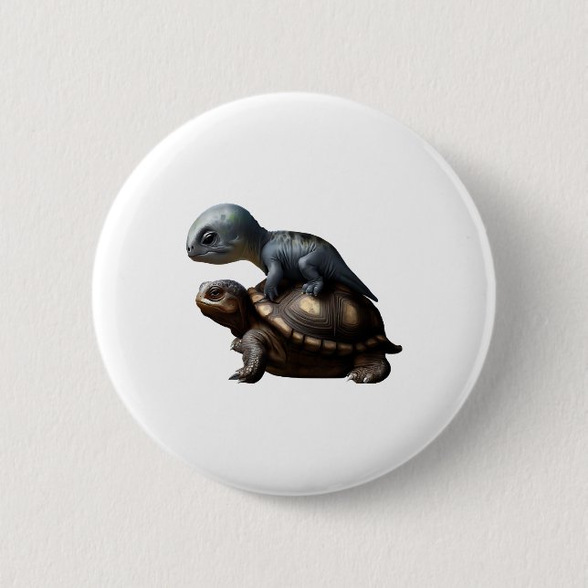 Dinosaurier auf Schildkrötenkopie Button (Vorderseite)