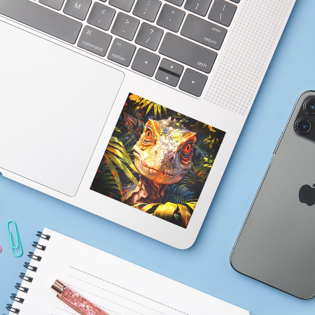 Dinosaurier Aufkleber (Laptop mit iPhone)