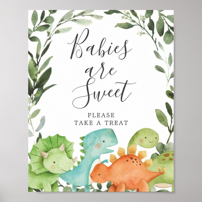 Dinosaurier Baby Dusche Babys sind süße Zeichen Poster (Vorne)