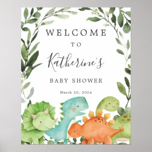 Dinosaurier Baby Dusche Begrüßungszeichen Poster