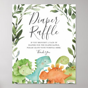 Dinosaurier Baby Duwer Diaper Raffle-Zeichen Poster