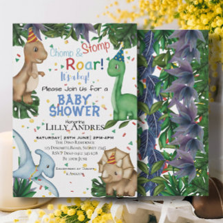 Dinosaurier Baby Shower Party | Stomp Chomp Roar! Einladung
