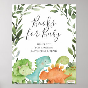 Dinosaurier Babyduschbücher für Babysignatur Poster