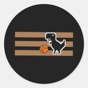 Dinosaurier Basketball spielen 3 Runder Aufkleber