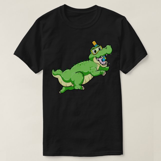 Dinosaurier beim Baden mit einer Tauchbrille T-Shirt (Design vorne)