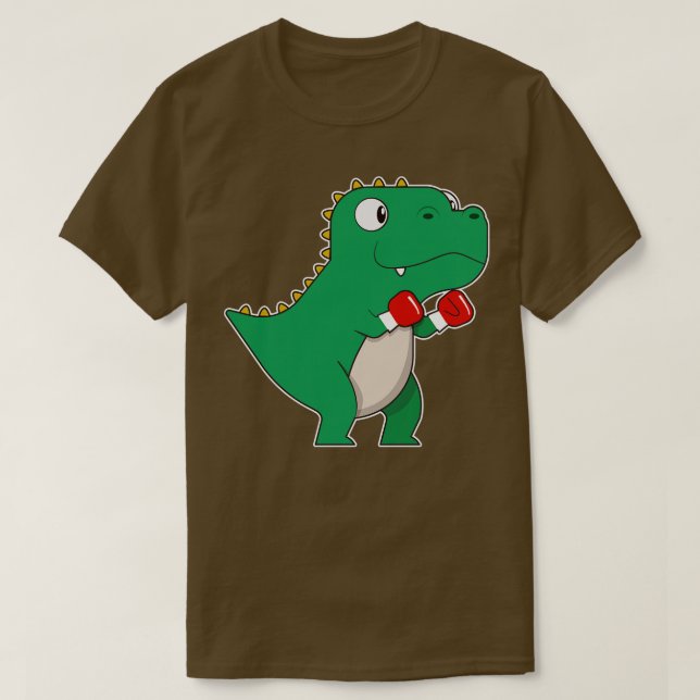 Dinosaurier beim Boxen mit Boxhandschuhen T-Shirt (Design vorne)