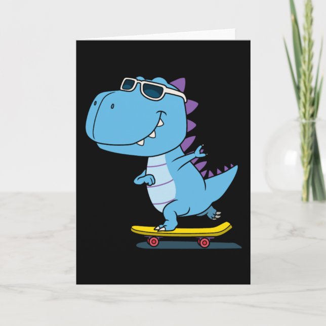 Dinosaurier beim Skateboard Karte (Vorderseite)