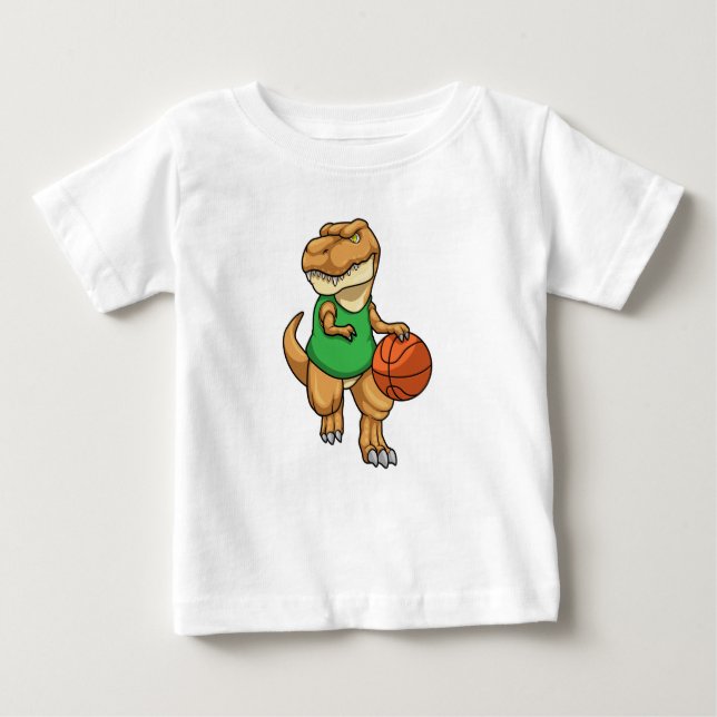 Dinosaurier beim Sport mit Basketball Baby T-shirt (Vorderseite)