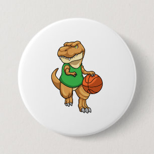 Dinosaurier beim Sport mit Basketball Button