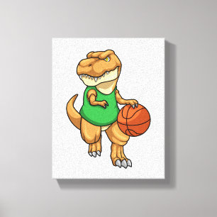 Dinosaurier beim Sport mit Basketball Leinwanddruck