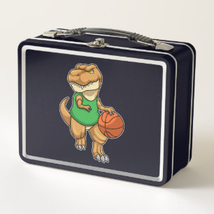 Dinosaurier beim Sport mit Basketball Metall Brotdose